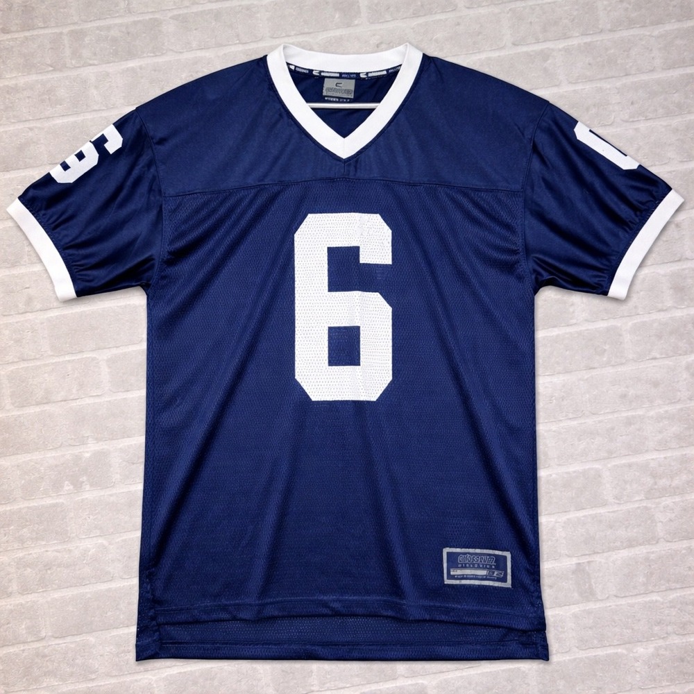 Vintage Penn state #6 Colosseum Jersey Mens Large Blue Dazzle Football Mesh